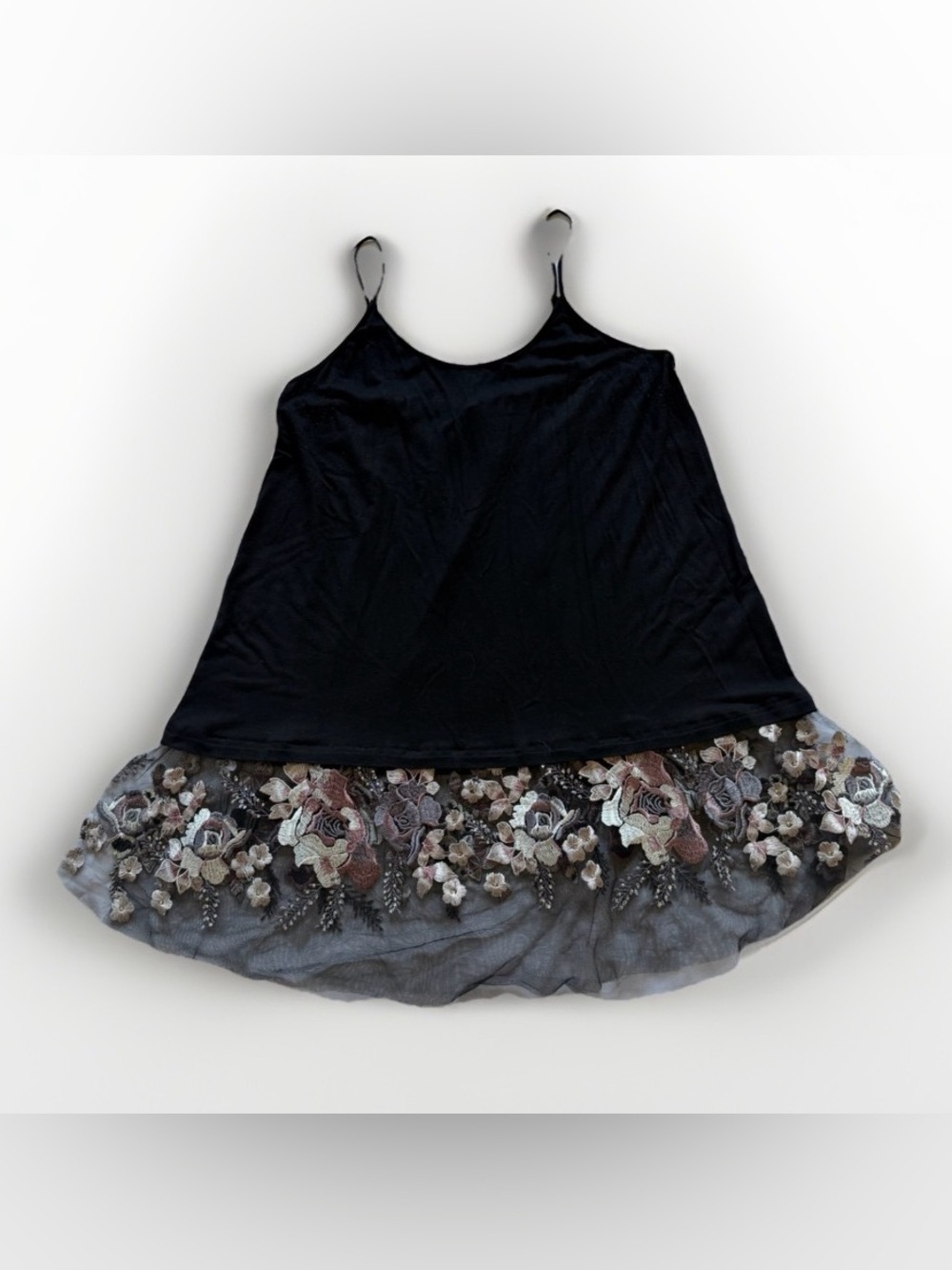 Floral Embroidered Rhinestone Tulle Cami Tank Top Whimsigoth Y2K Festival Boho - Picture 2 of 10